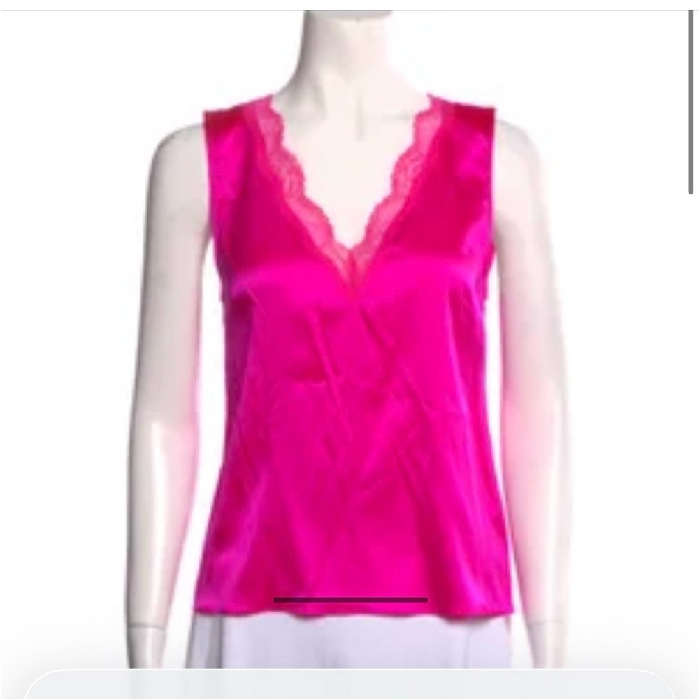 Generation love neon pink silk tank lace